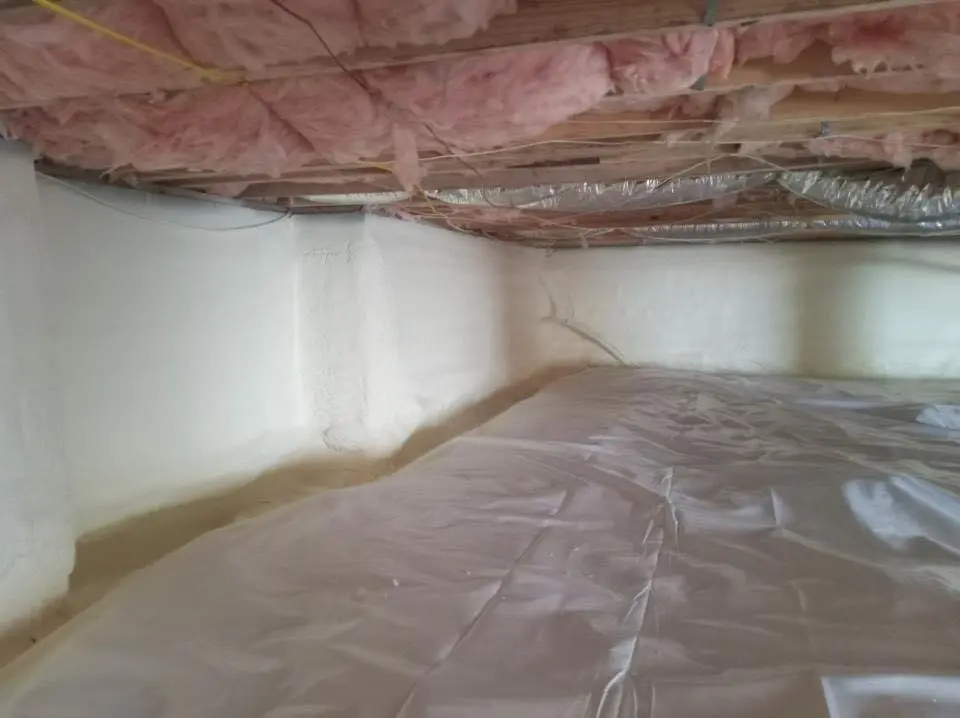 Crawl space encapsulation with closed-cell spray foam for Commercial Roof Restoration in Lake Forest